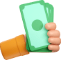 Hand holding money human hand collection money 3d render 1